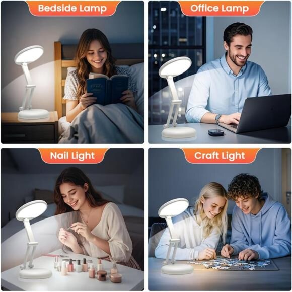 Battery Operated Mini Lamp Foldable & Potable, 8 Brightness Rechargeable - Picture 5 of 8